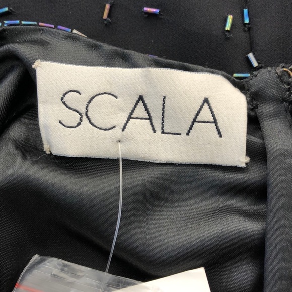 Scala Black 100% Silk Beaded Sleeveless Dress - Picture 6 of 10